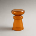 Table d’appoint ronde en verre ambre transparent, 35 × 35 × 45 cm