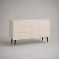 Buffet de rangement rectangulaire en MDF blanc cassé, 3 tiroirs et 2 portes, 120 × 40 × 80 cm